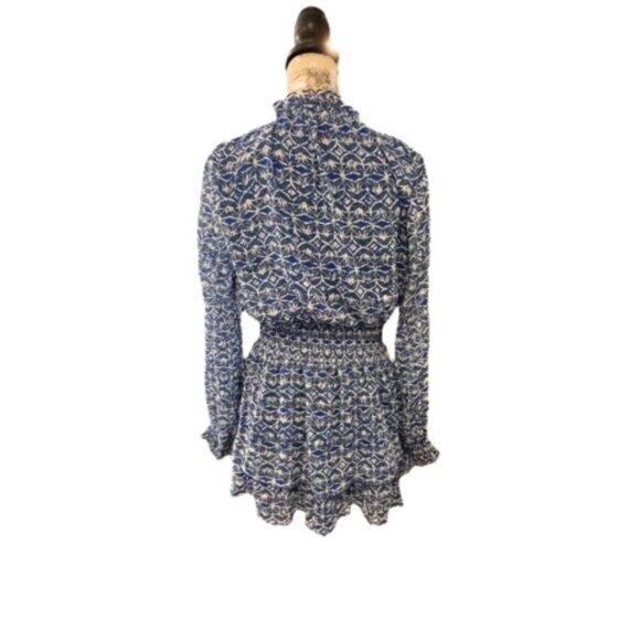 Zara Floral Dress Mini Long Sleeve A-Line Fit & Flare Smocked Waist Light Small - Picture 9 of 14